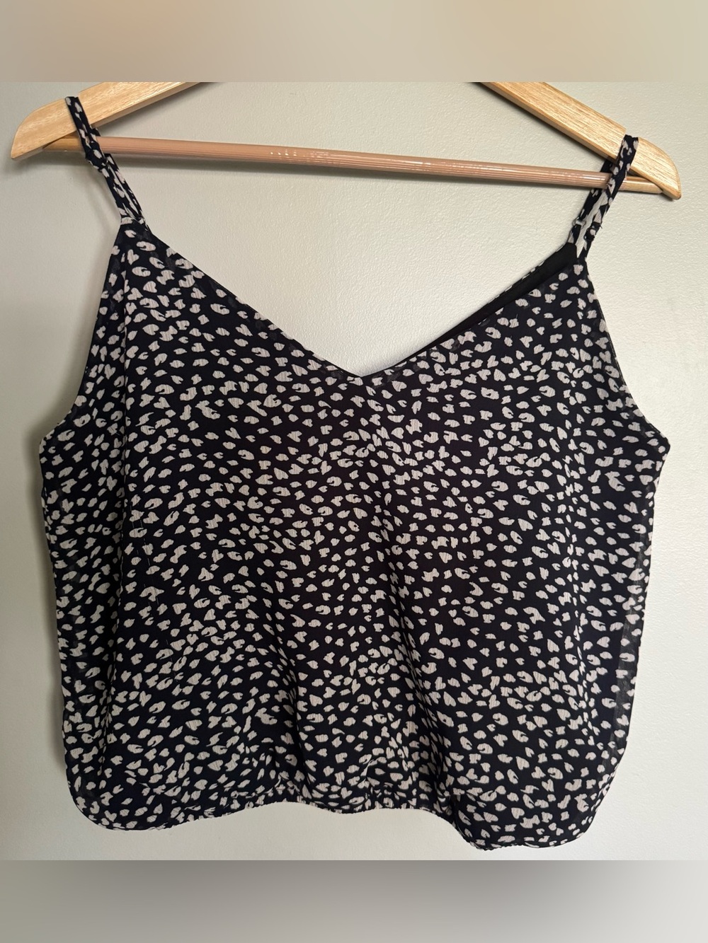Nine Britton Black White Animal Print Cami Tank Top Adjustable Straps Size Med